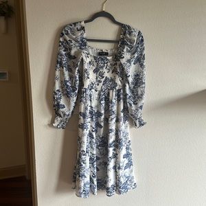 Blue floral midi dress